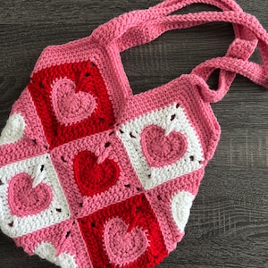 PATTERN Crochet Valentine's Day Heart Granny Square Tote Bag [DIGITAL]