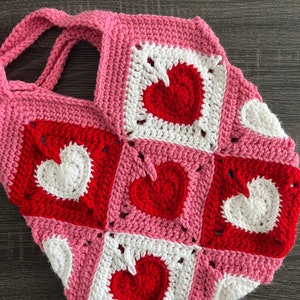 PATTERN Crochet Valentine's Day Heart Granny Square Tote Bag DIGITAL - Etsy