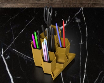 Pen Holder STL file - 3D Printed Pen Holder - Office decoration - Table decor - Desk Organizer - Office decor - 3D model stl