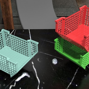 Stackable Organizer Box Box Little Materail Stackable Crate Mini Container STL File -3D Print for Office -Stackable  -Storage Cratet