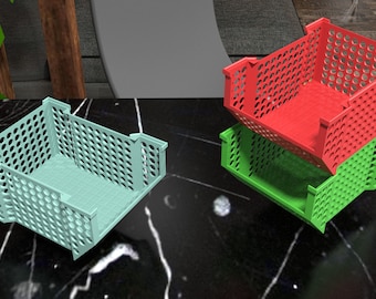 Stackable Organizer Box Box Little Materail Stackable Crate Mini Container STL File -3D Print for Office -Stackable  -Storage Cratet