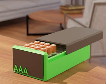 Battery Holderer Organizer For AAA Batteries Mini Container STL File -3D Print for Office -Stackable - Office decor - Mini Container