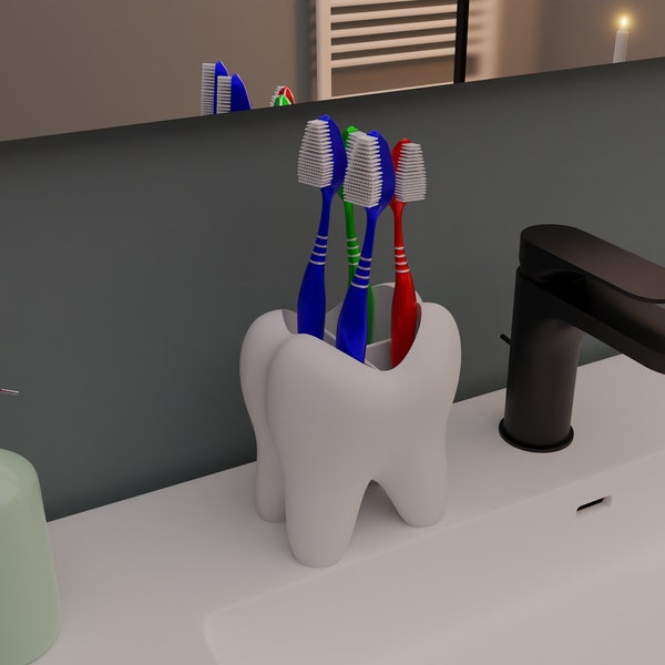 Toothbrush Holder Stl File - Bathroom Organizer - Toothbrush Stand - Bathroom Decor - Stl File 3D Printing - Bathroom - Home Decoration