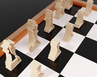 Schaakset modern - 3D Print File Stl, Chess Set - Premium Chess Set - Chess Set Board - Game - STL File - Home decor -3d printer schaakmodel