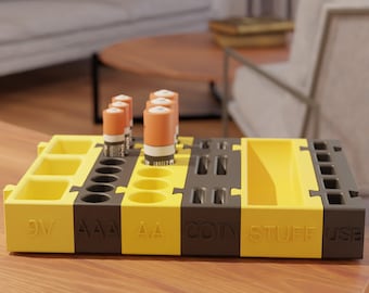 Battery Holderer Organizer For AAA and AA Batteries Mini Container STL File -3D Print for Office -Stackable - Office decor - Mini Container
