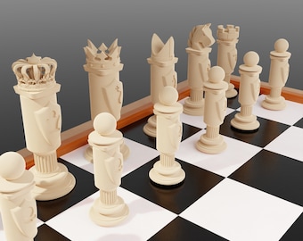 Chess Set modern - 3D Print File Stl, Chess Set - Premium Chess Set - Chess Set Board - Game - Stl File - Home decor -3d printer chess model