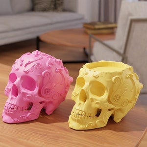 キャンドルホルダー スカル デコレーション 3D プリント用 STL ファイル | 3D ホーム デコレーション | 3D プリント - デジタル ダウンロード - ホーム デコレーション 3D - ハロウィン