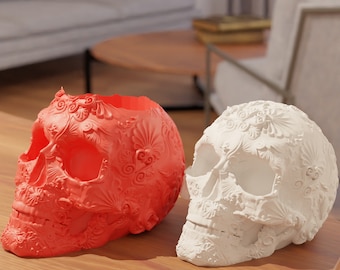 Portavelas Calavera Archivos STL Decorativos para Impresión 3D / Decoración 3D Hogar / 3d impreso - Descarga Digital - Decoración Hogar 3D - Halloween