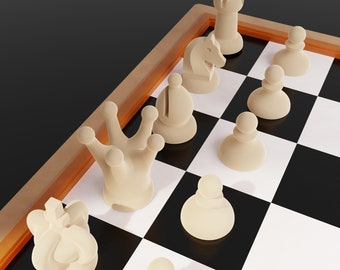 Schaakset modern - 3D Print File Stl, Chess Set - Premium Chess Set - Chess Set Board - Game - STL File - Home decor -3d printer schaakmodel