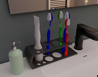 Toothbrush Holder Stl File - Bathroom Organizer - Toothbrush Stand - Bathroom Decor - Stl File 3D Printing - Bathroom - Home Decoration