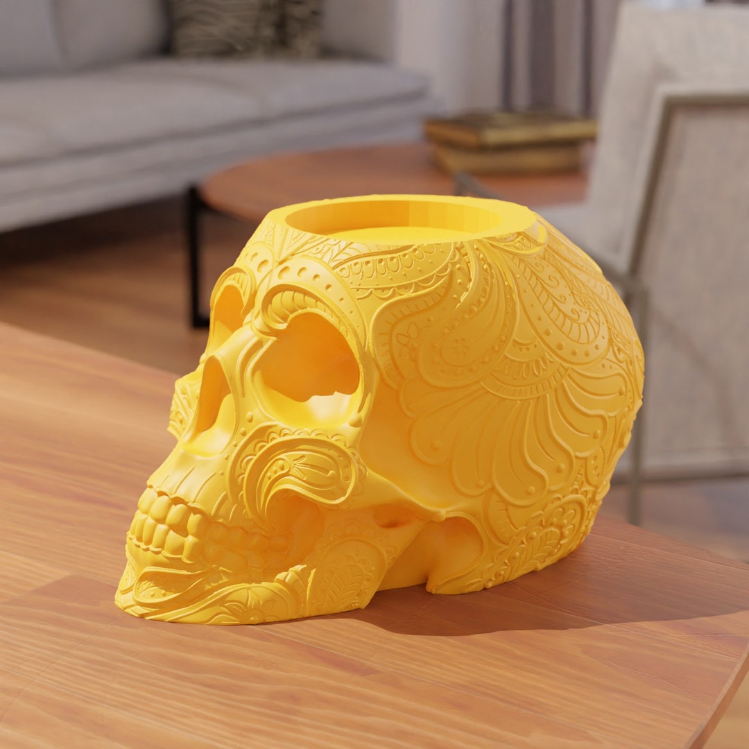 Skull Halloween Candle Holder 3D Print STL File for 3D Printers TABLE