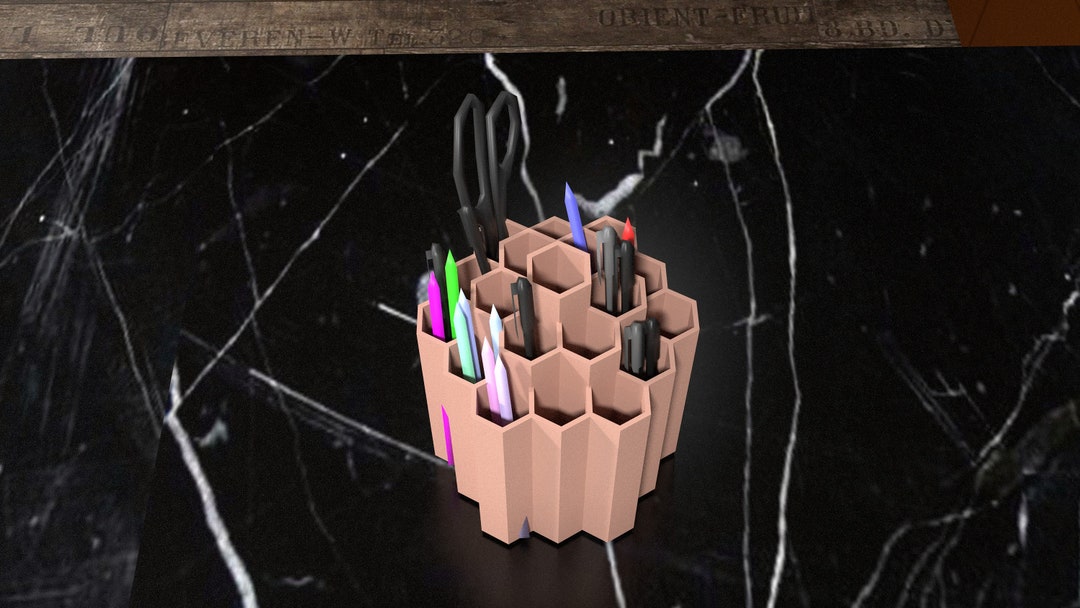 Pen Holder STL File 3D Printed Pen Holder Office Decoration Table Decor