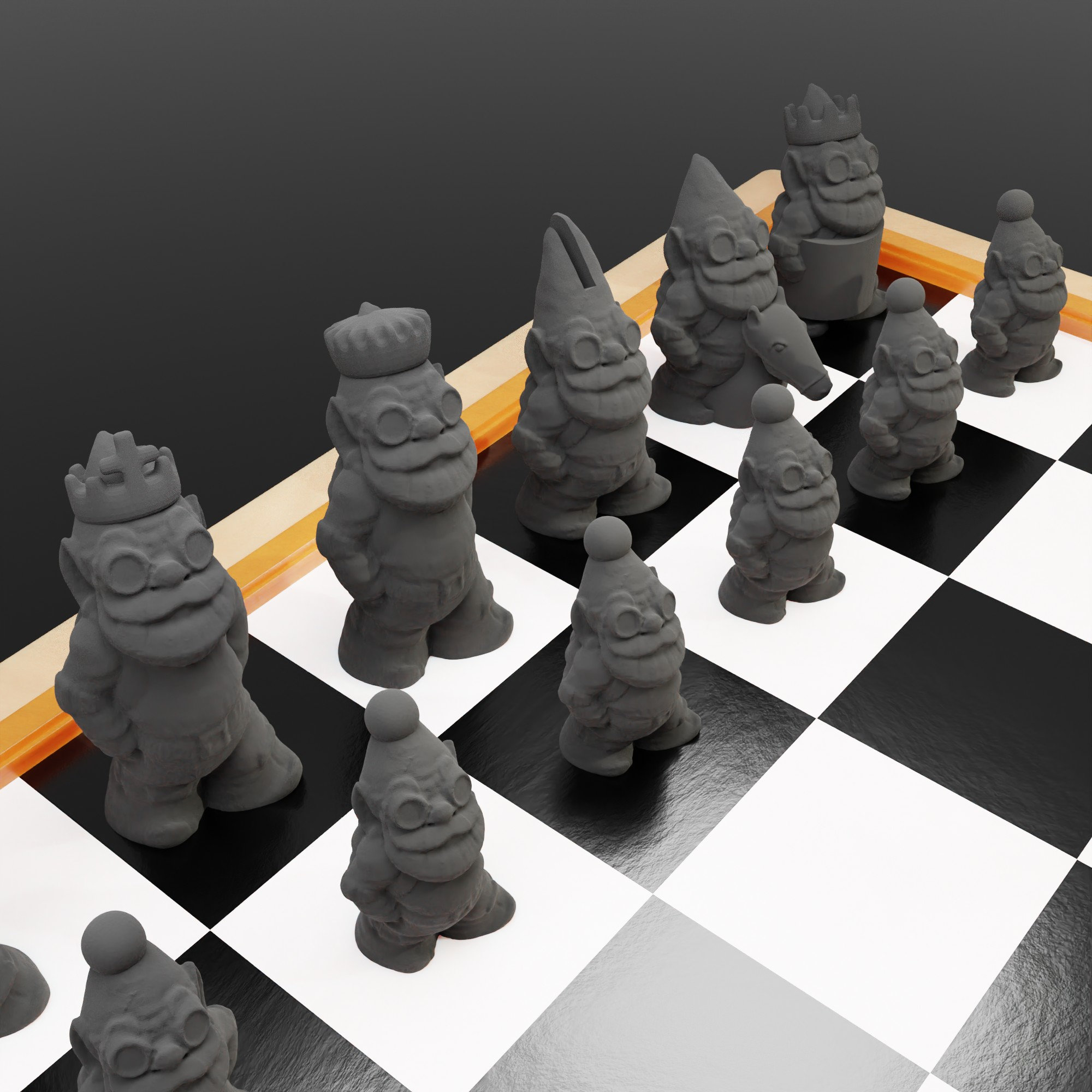 Gnome Chess Set 3D Print File Stl Chess Set Premium Chess - Etsy