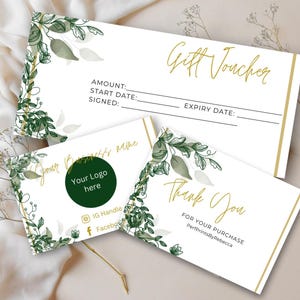 Paquete de elementos esenciales para empresas editables / Plantillas de vales de regalo, tarjetas de presentación y tarjetas de agradecimiento / Paquete Canva personalizable