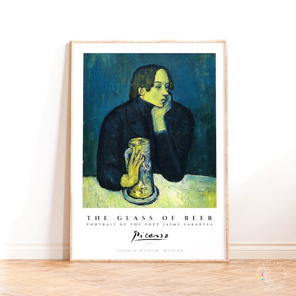 Pablo Picasso The Glass of Beer Exhibition Poster, Le Bock, Museum Wall Art, Modern Art Print, Blue Period Print, Home Decor, Artist Quote