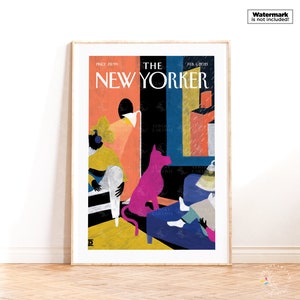 The New Yorker Magazine Cover Poster, Vintage Poster, Modern Wall Art Print, New Yorker February 2021 Magazine Cover, Aesthetic Room Decor