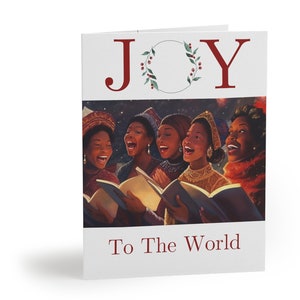 Cartes de voeux de Noël « Joy to The World » en vrac (8, 16 et 24 pcs) Noël Kwanzaa Culture afro-américaine