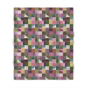 Abstract Patchwork Throw Blanket, Modern Home Decor, Cozy Fleece