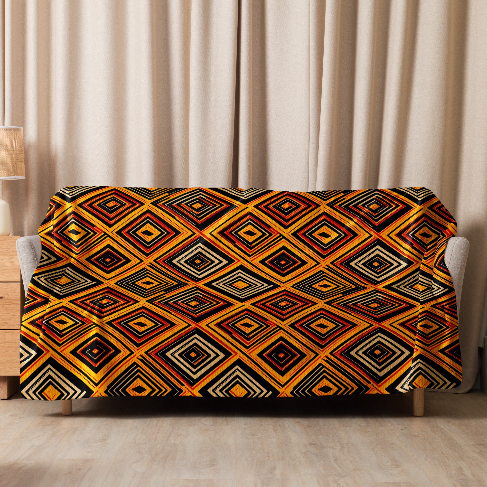 African Kente Pattern Print Automatic Foldable Umbrella