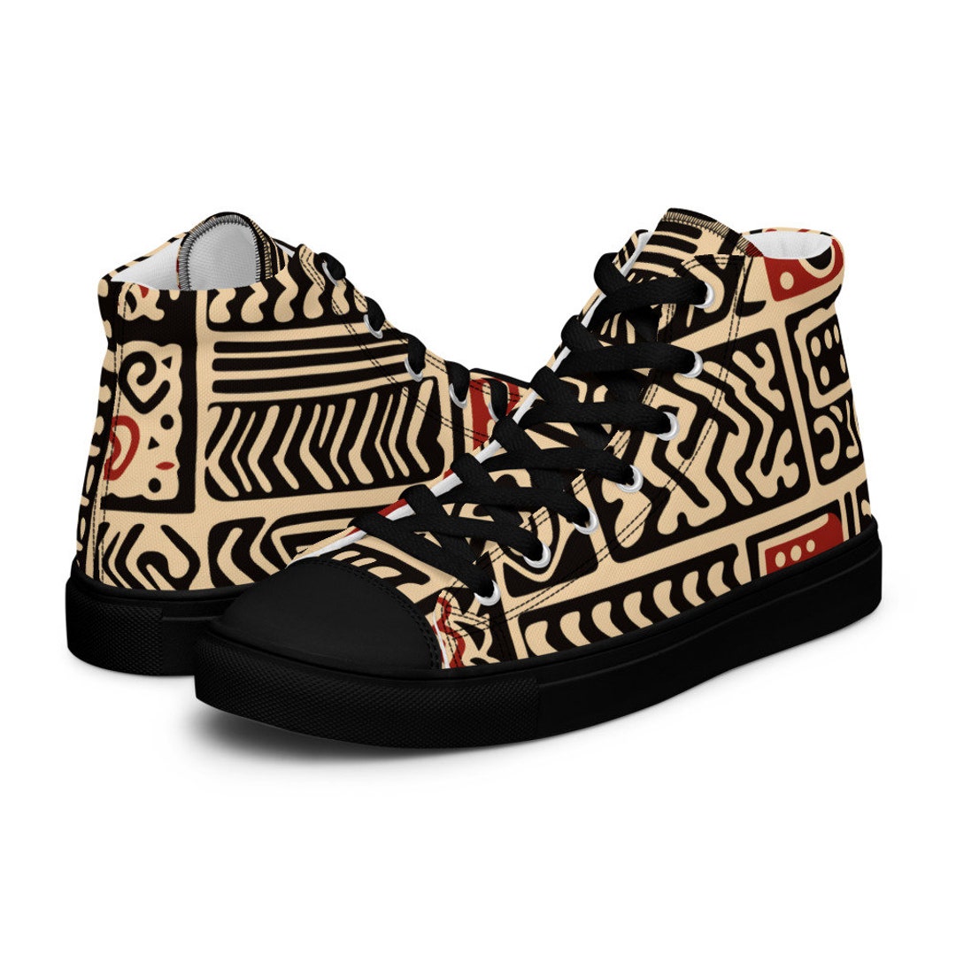 Men's African Print High-Top Sneakers