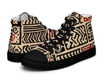 African Print Women’s high top canvas shoes Abstract African Pattern Sneakers
