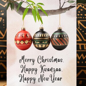 Weihnachtskwanzaa-Feiertags-Grußkarte afroamerikanische Feiertagskulturgeschenke von schwarzen Frauen und schwarzen Familien