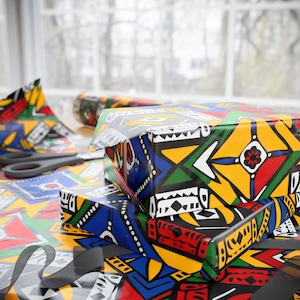 Carta da regalo afrocentrica vibrante - Carta da regalo con motivo geometrico africano, finitura opaca o lucida per feste uniche e occasioni speciali