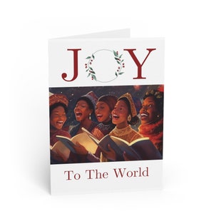 Tarjetas de felicitación navideñas afroamericanas para el día de Kwanzaa Joy To The World