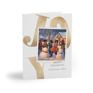 Black JOY African American Themed Kwanzaa Holiday Christmas Greeting cards (8, 16, and 24 pcs) with Free Shipping