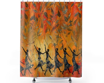 Elegant Afrocentric Bathroom Decor - Dancing Women i Cultural Celebrations Shower Curtain