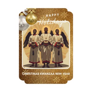 Postales afrocéntricas de los tres ángeles sabios para las fiestas, vendidas en un juego, tarjetas de felicitación negras de Navidad y Año Nuevo, papelería cultural