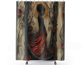 Natural Queen Sister Artistic Afrocentric Rustic Black Girl Magic Dark Shower Curtain