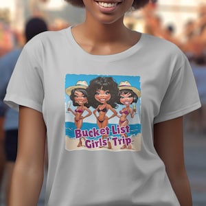 Eimer Liste Mädchen Reise T-Shirt, Urlaubs Freunde T-Shirt, Strandparty Frauen T-Shirt, Reisespaß Top