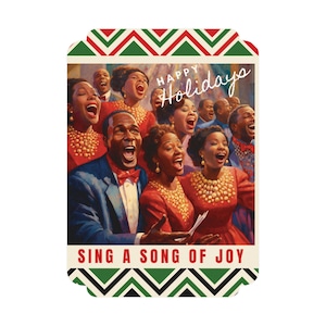 Postales: Diseño festivo alegre y afrocéntrico para Navidad, Kwanzaa y Año Nuevo - Canto coral