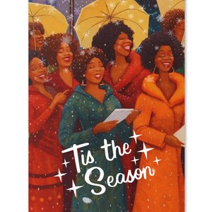 Cultura della famiglia nera Festa afroamericana Natale Kwanzaa Biglietto di auguri Coro canoro gioioso Immagine
