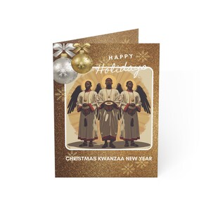 BULK-Weihnachtskarte, afrozentrische Weihnachts-Kwanzaa-Neujahrssegen, Satz von 10, 30, 50, drei weise afrikanische Engel-Familie