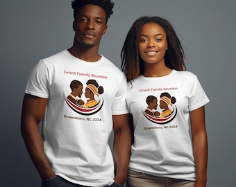 Personalized Family Reunion T-Shirt, Black Family, Custom Name & Crest