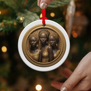 Flat 2D Kwanzaa Christmas ornament Sisterhood black girl magic black womanhood legacy of Queens ornament decor keepsake