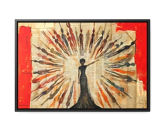 African American Wall Art Empowerment Through Art: Abstract African-American Silhouette on Vintage Newspaper Canvas Revolution Decor Rights