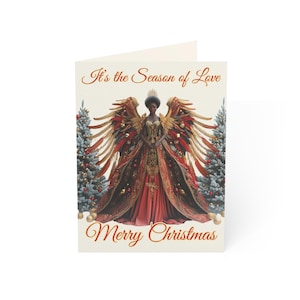 Grote feestdag Afro-Amerikaanse engel kerstkaart Elegante wenskaart engel Season of Love Bulkverpakking 1, 10, 30, 50 stuks