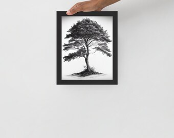 Framed Black and White Tree - Minimalist Wall Art