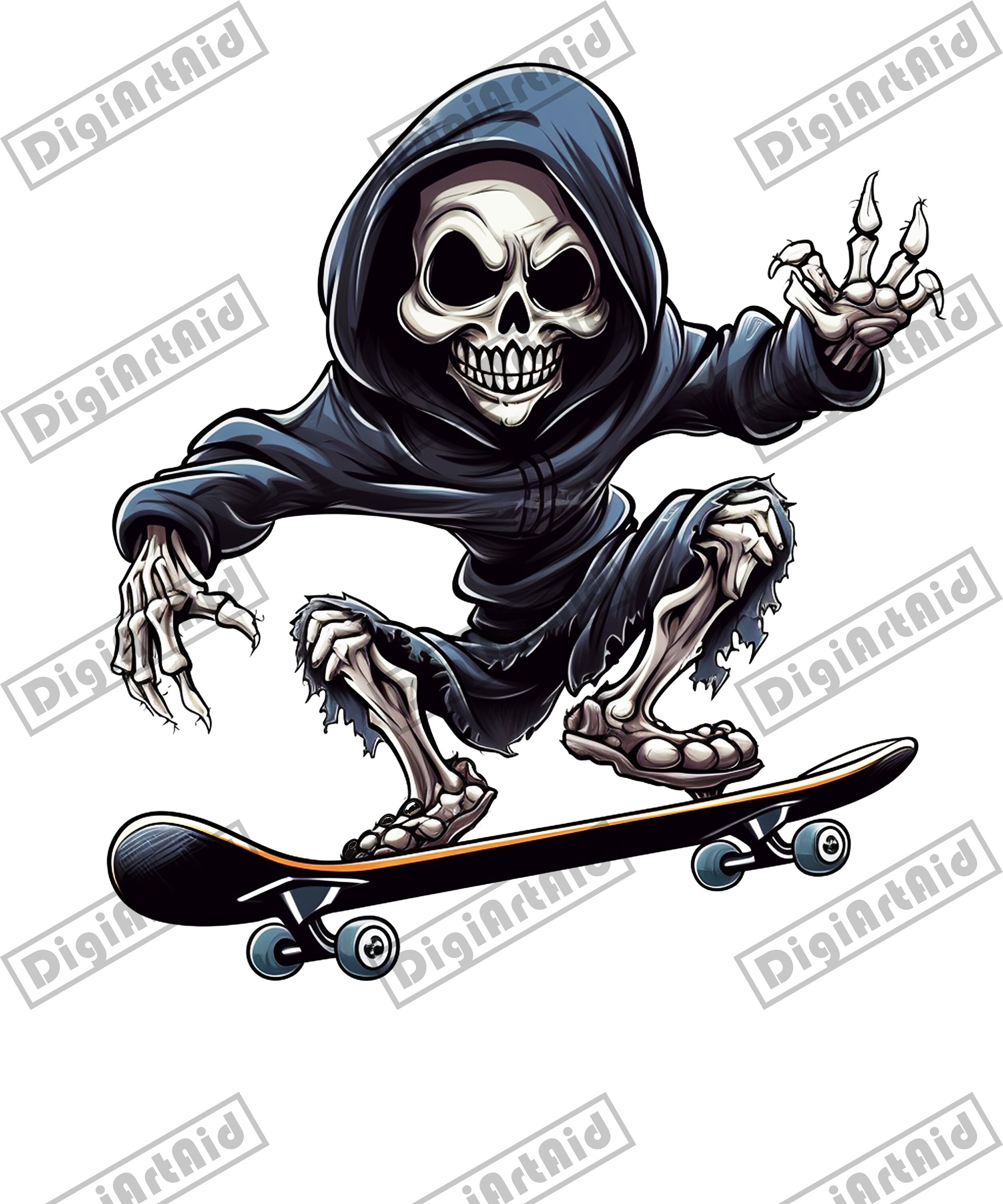 Grim Reaper Skateboard Transparent PNG Skater Clipart - Etsy