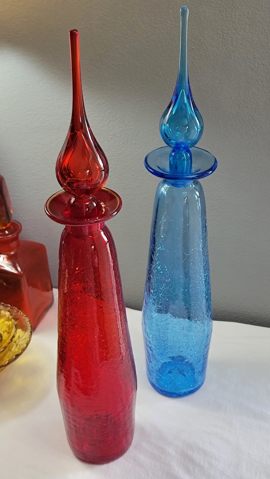 Vintage Crackle Rainbow Decanters Etsy