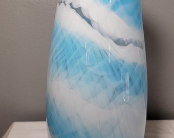 Blue/White Handblown Vase