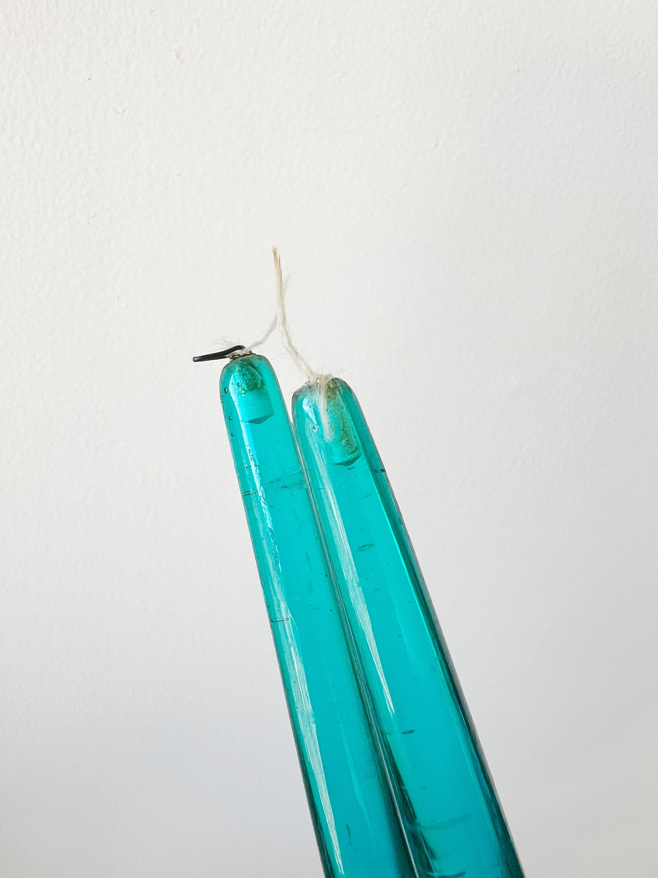 Vintage Teal Blue Lucite Candles Set of 2 Acrylic Candles Etsy