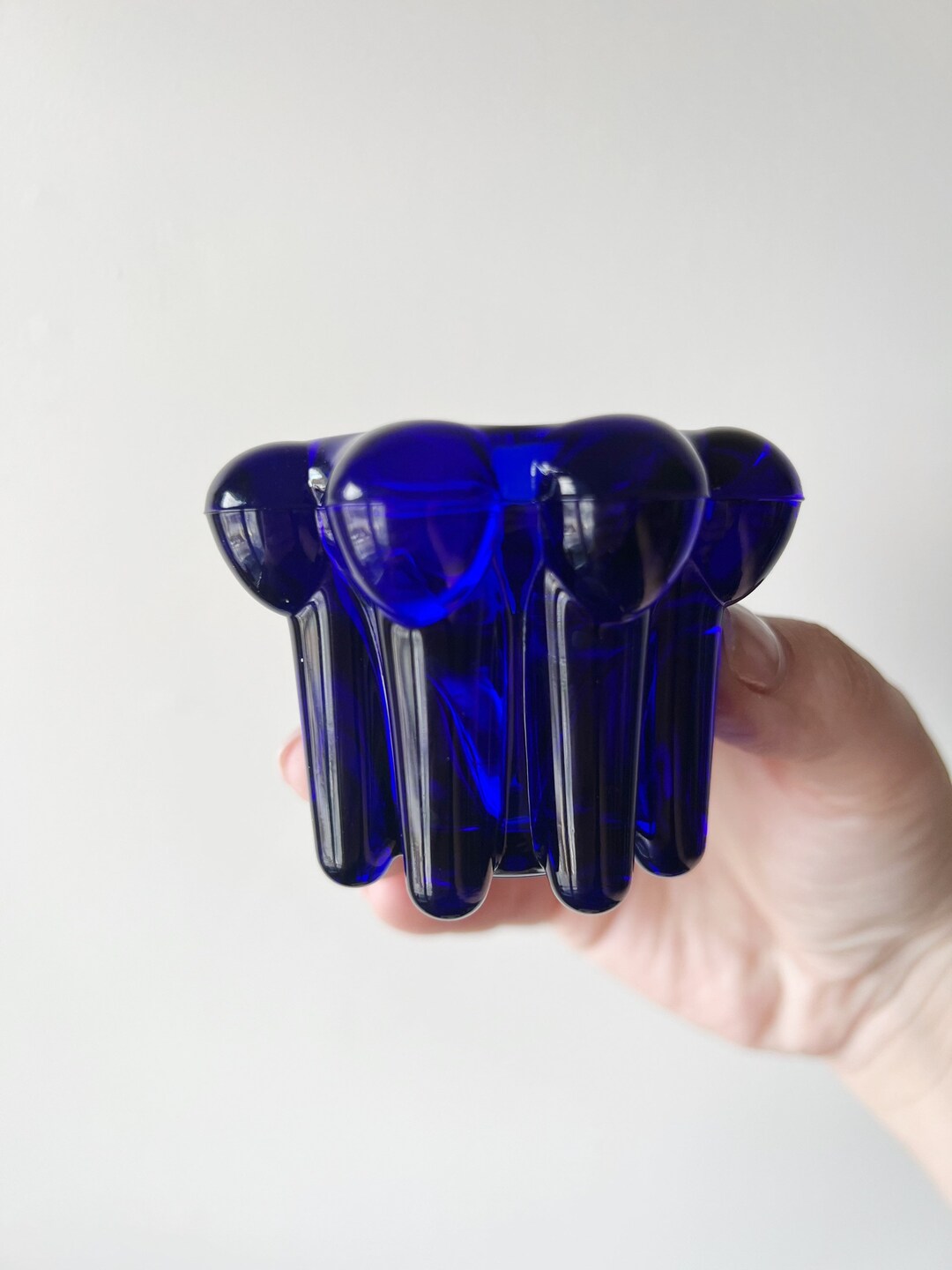 Vintage Reims France Cobalt Blue Glass Bubble Candle Holder Etsy