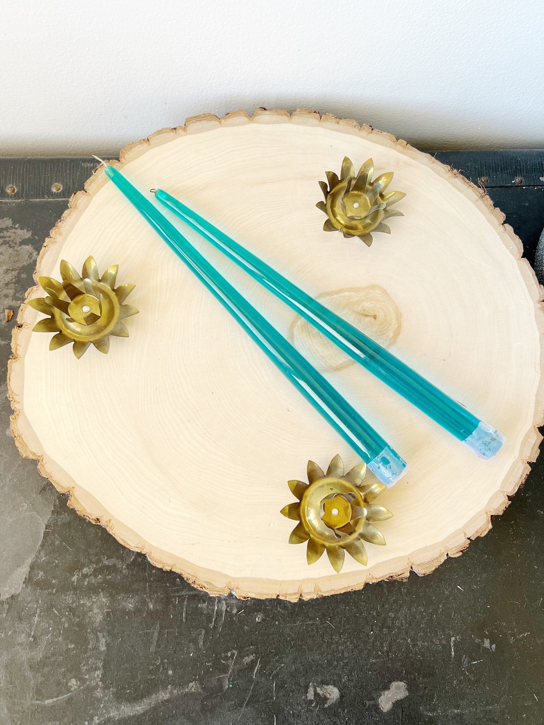 Vintage Teal Blue Lucite Candles Set of 2 Acrylic Candles Etsy