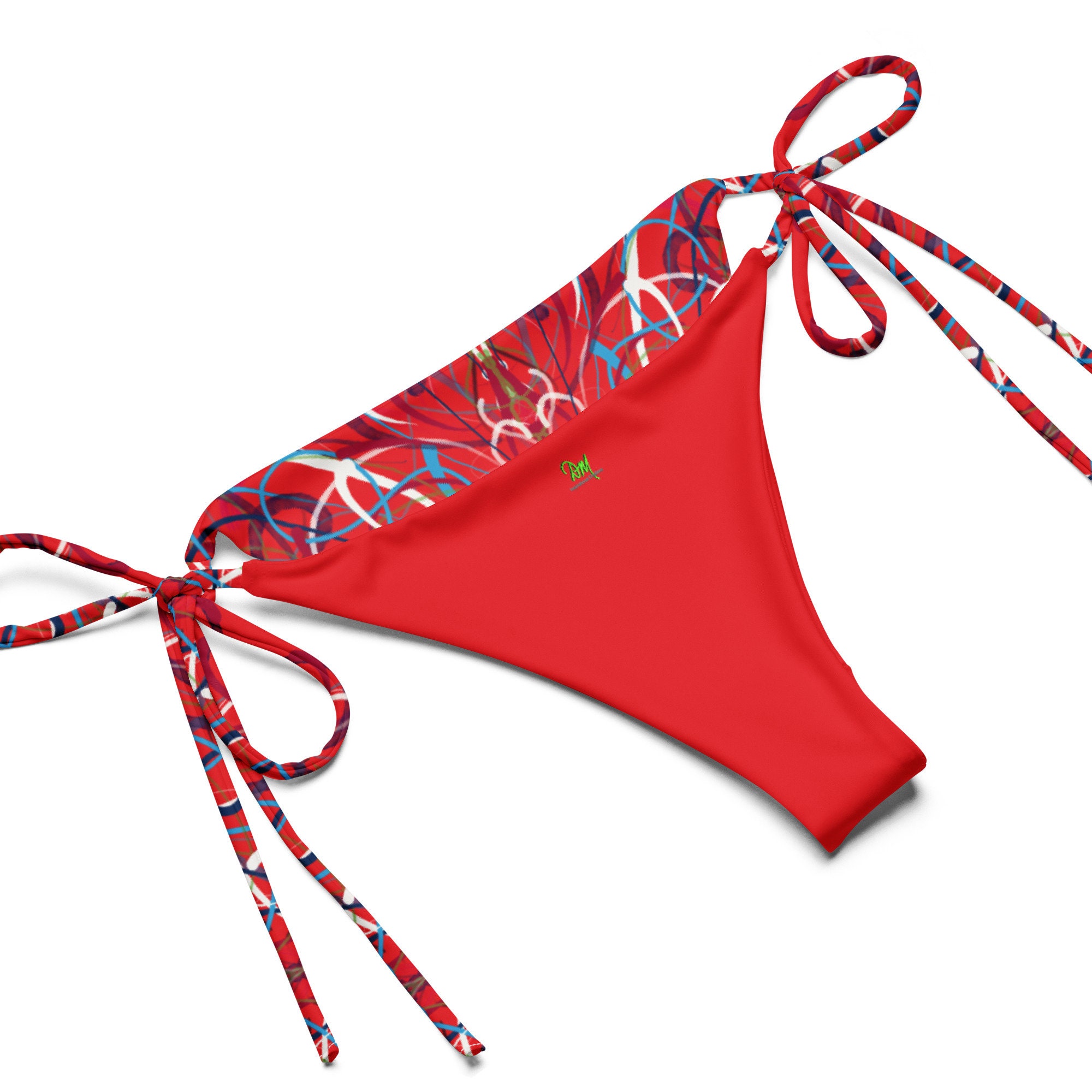 Adult Swimsuit, String Bikini Set, Red White Blue Abstract Line Art ...