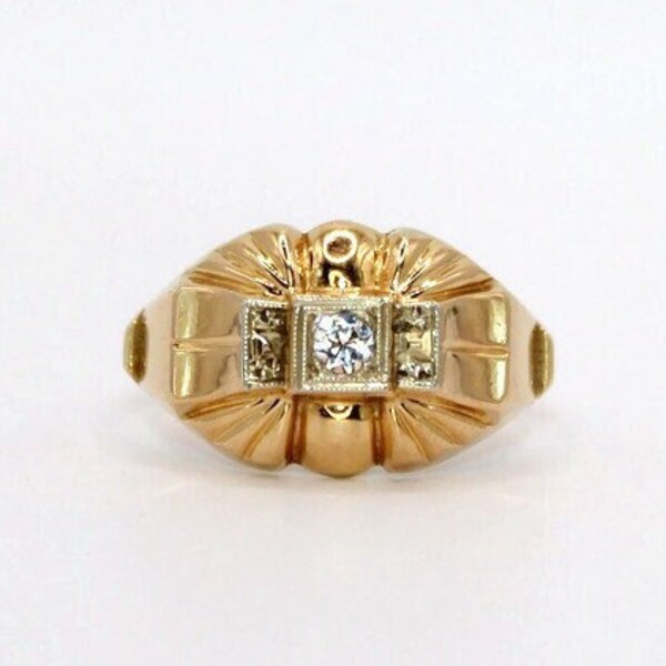 Vintage tank ring in yellow gold (Circa 1940)