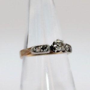 Bague de fiançailles vintage en Or rose et platine ornée de diamants dont un central de 0,25 carats image 7